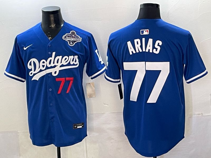 Men 2026 Los Angeles Dodgers #77 Arias Blue Game Nike MLB Jersey style 09->los angeles dodgers->MLB Jersey